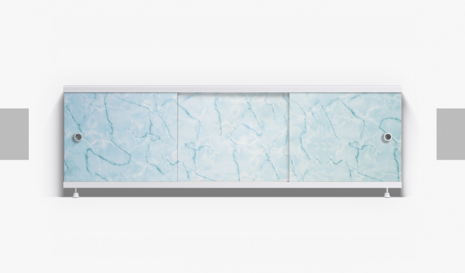 Экран для ванны Эстет лайт/ОРИО с алюм.рамой 1,7 светло-голубой мрамор