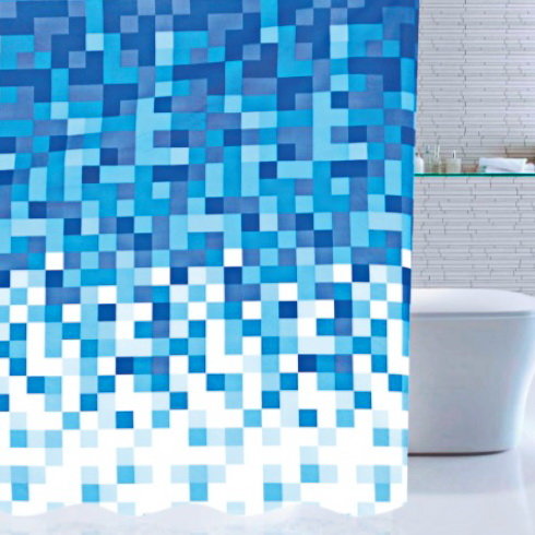 Штора Milardo д/ванной комн Retro Squares(blue) (612P180M11)