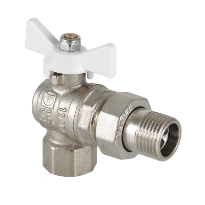 Кран шар. VALTEC угл со сг. ВН 3/4" (бел.руч.) (7/84)