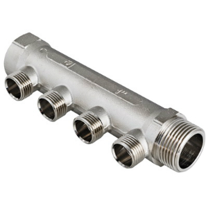 Коллектор VALTEC 1"х2вых. 1/2" НР ник. (2/50)