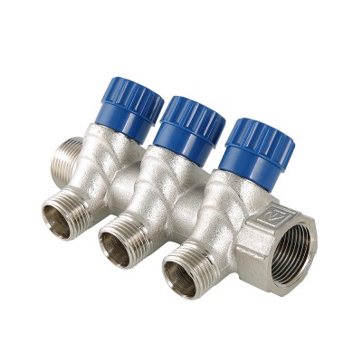 Коллектор VALTEC с р/вент. 3/4"х2вых. 1/2" НР ник. (30)