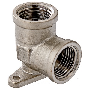 Угольник VALTEC с креплением ВВ 1/2" никель