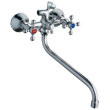 Смеситель ванна длинный излив с шар. переключателем F2208 (мах.крест)